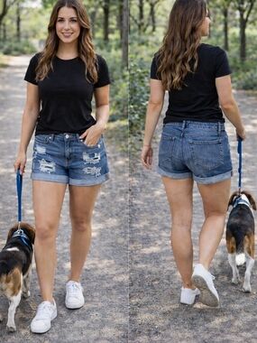 Aeropostale Distressed Medium Blue Denim Jean Shorts